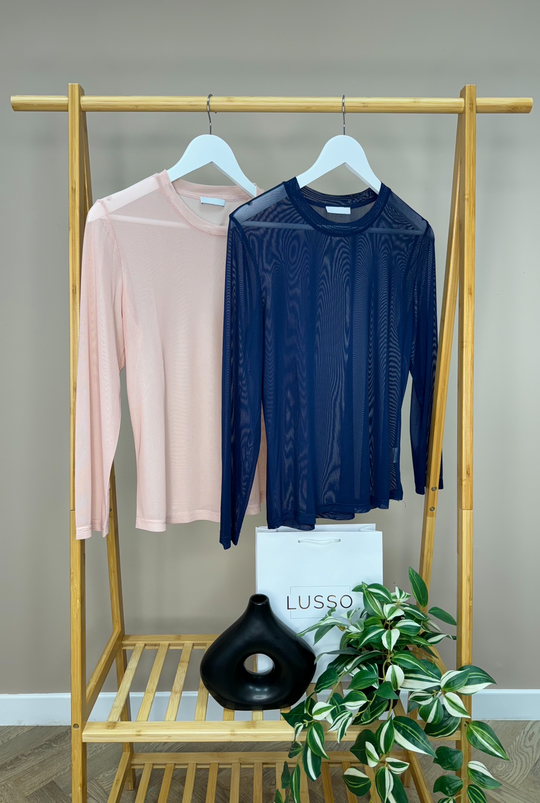 Dusky Pink Long Sleeve Mesh Layering Top
