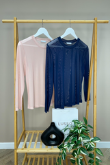 Dusky Pink Long Sleeve Mesh Layering Top