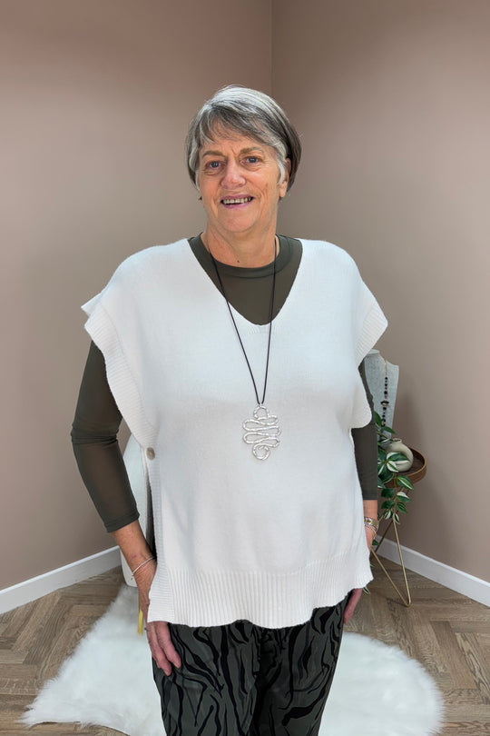 White Button Tank Top