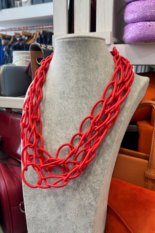 Red Short Chain Rubber Necklace