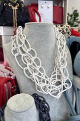 White Short Chain Rubber Necklace