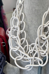 White Short Chain Rubber Necklace