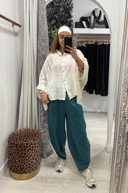 Teal Cotton Cocoon Trousers