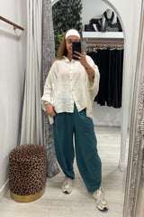 Teal Cotton Cocoon Trousers