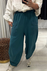 Teal Cotton Cocoon Trousers