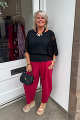 Raspberry Red Premium Crop Trouser