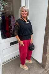 Raspberry Red Premium Crop Trouser