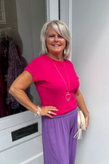 Fuchsia Ribbed Top