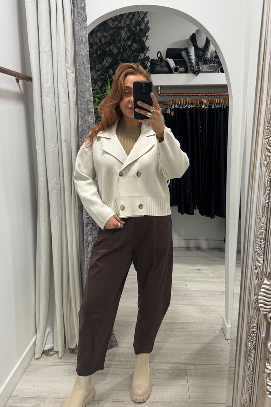 Chocolate Brown Premium Crop Trouser