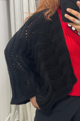 Black Wavy Crochet Cardigan