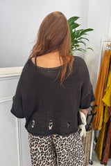 Chocolate Cut Out Knitted Jumper