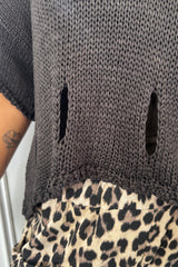 Chocolate Cut Out Knitted Jumper