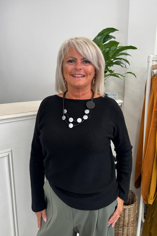 Black Plain Knitted Jumper