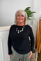 Black Plain Knitted Jumper