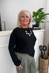 Black Plain Knitted Jumper