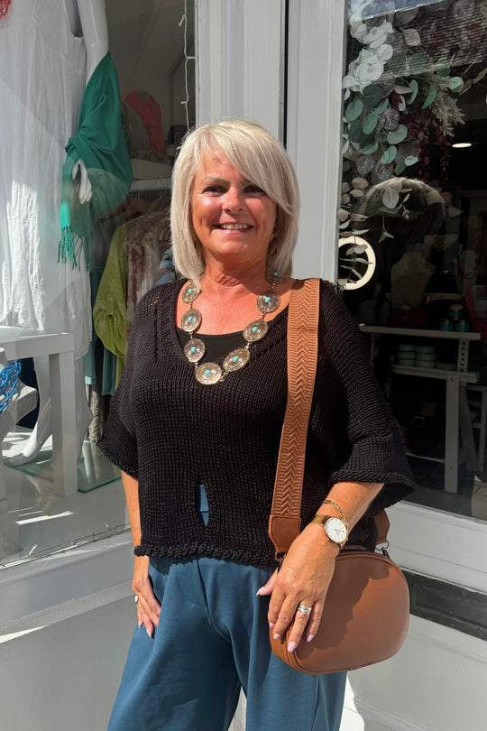 Black Cut Out Knitted Jumper