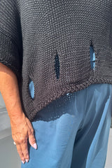 Black Cut Out Knitted Jumper