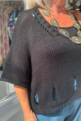 Black Cut Out Knitted Jumper