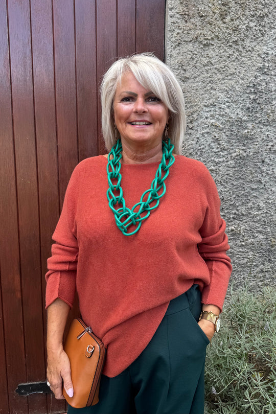 Rust Plain Knitted Jumper