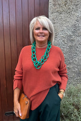 Rust Plain Knitted Jumper