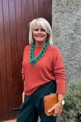 Rust Plain Knitted Jumper