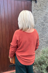 Rust Plain Knitted Jumper