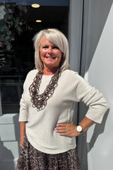 Cream Plain Knitted Jumper