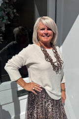 Cream Plain Knitted Jumper