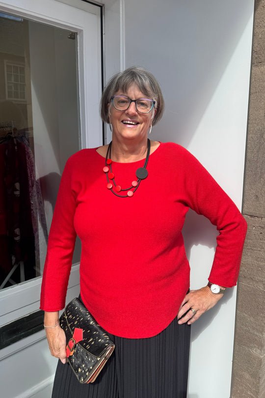 Red Plain Knitted Jumper