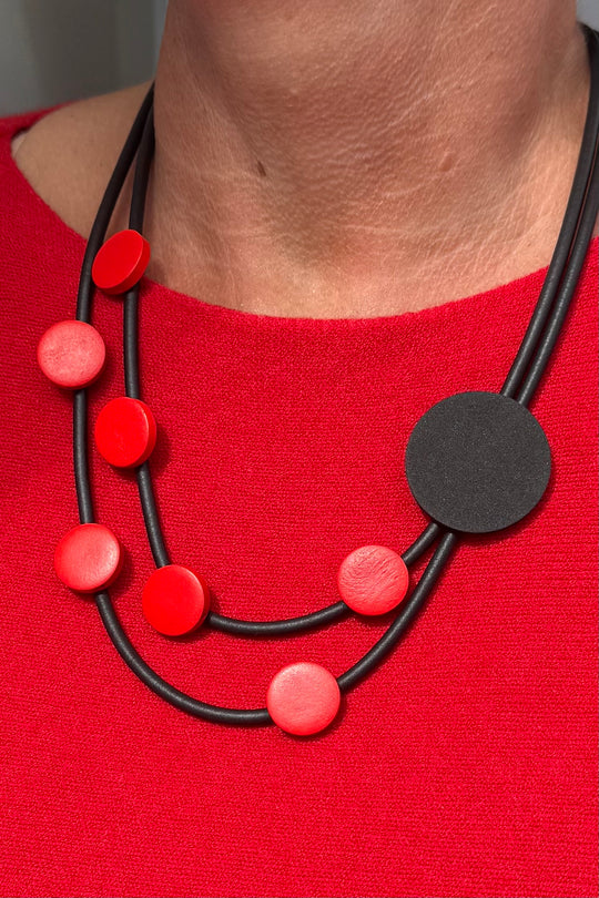 Red Circle Rubber Necklace