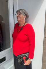 Red Plain Knitted Jumper