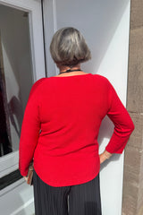 Red Plain Knitted Jumper
