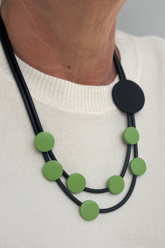 Green Circle Rubber Necklace