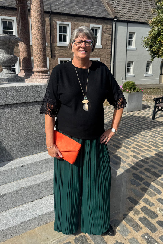 Bottle Green Pleated Trouser