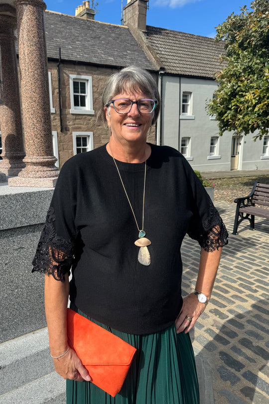 Black Lace Detailed Knit