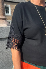 Black Lace Detailed Knit