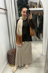 Cream and Brown Spotty Maxi Skirt