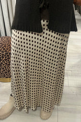 Cream and Brown Spotty Maxi Skirt