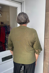 Khaki Lace Detailed Knit