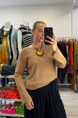 Caramel Plain Knitted Jumper