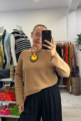 Caramel Plain Knitted Jumper