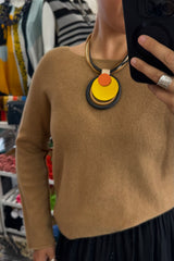 Caramel Plain Knitted Jumper