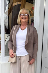 Taupe Suedette Waterfall Jacket