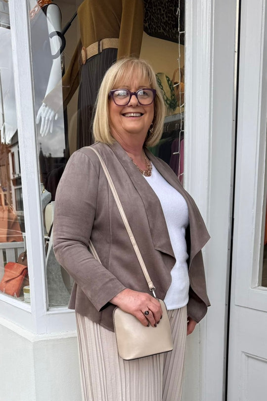 Taupe Suedette Waterfall Jacket