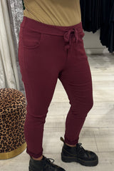 Burgundy Crinkle Magic Trousers