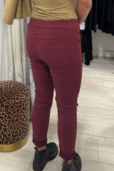Burgundy Crinkle Magic Trousers