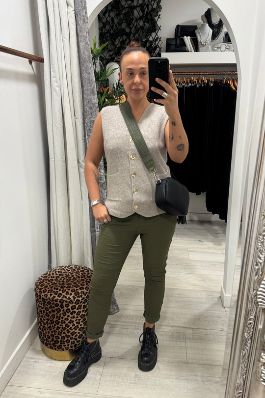 Olive Crinkle Magic Trousers