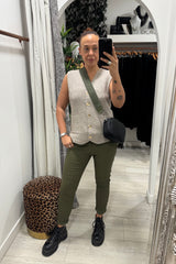 Olive Crinkle Magic Trousers