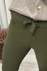 Olive Crinkle Magic Trousers