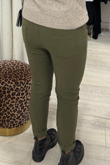 Olive Crinkle Magic Trousers